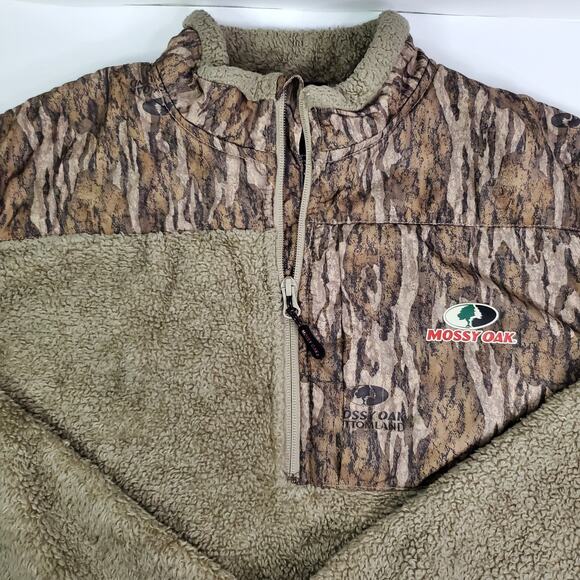 Mossy Oak Mens Jacket Brown Camo S Sherpa Fleece 1/4 Zip Hunting Soft Outdoor - Picture 4 of 7